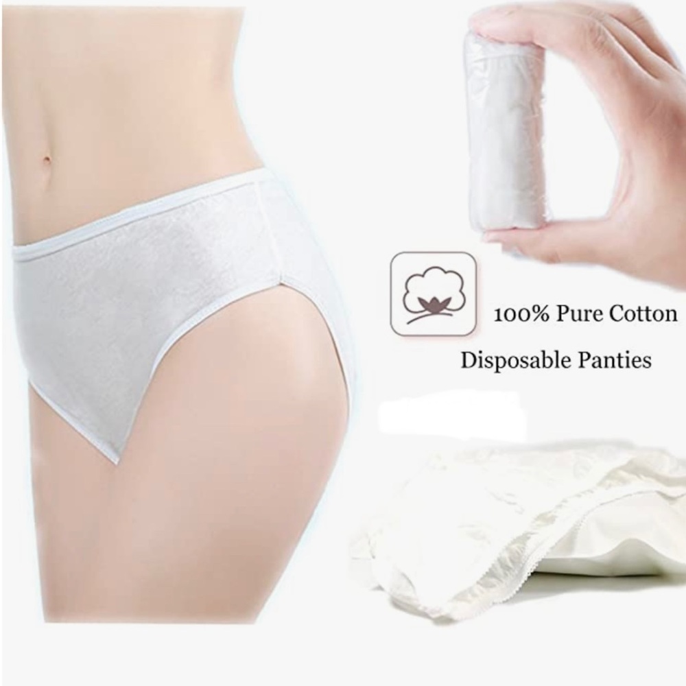 💙 12PCS White disposable underwear 1OO% cotton.